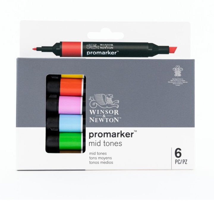 Winsor & Newton Promarker™, Mid Tones, Set of 6