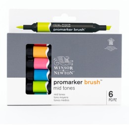 Winsor & Newton Promarker™ Brush, Mid Tones, Set of 6