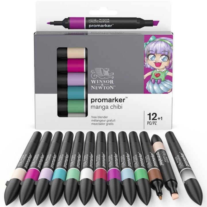 Winsor & Newton Promarker™, Manga Chibi Colors, Set of 12+1
