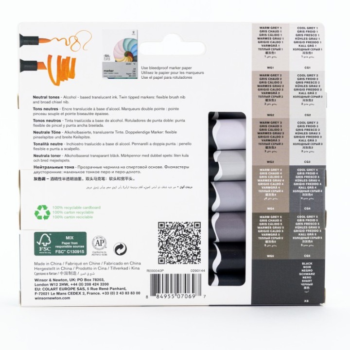 Winsor & Newton Promarker™ Brush, Neutral Gray Tones, Set of 12+1