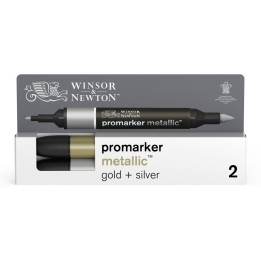 Winsor & Newton Promarker™ Metallic Gold + Silver, Set of 2