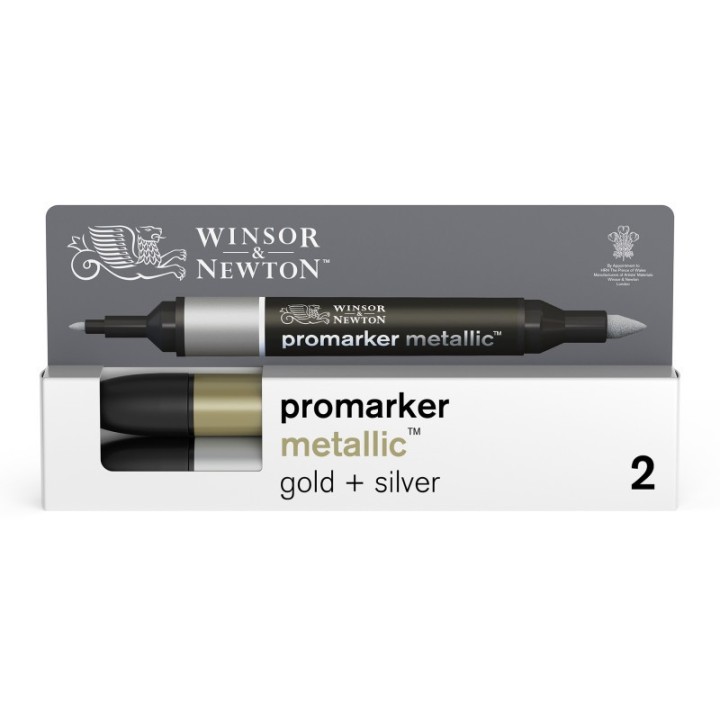 Winsor & Newton Promarker™ Metallic Gold + Silver, Set of 2