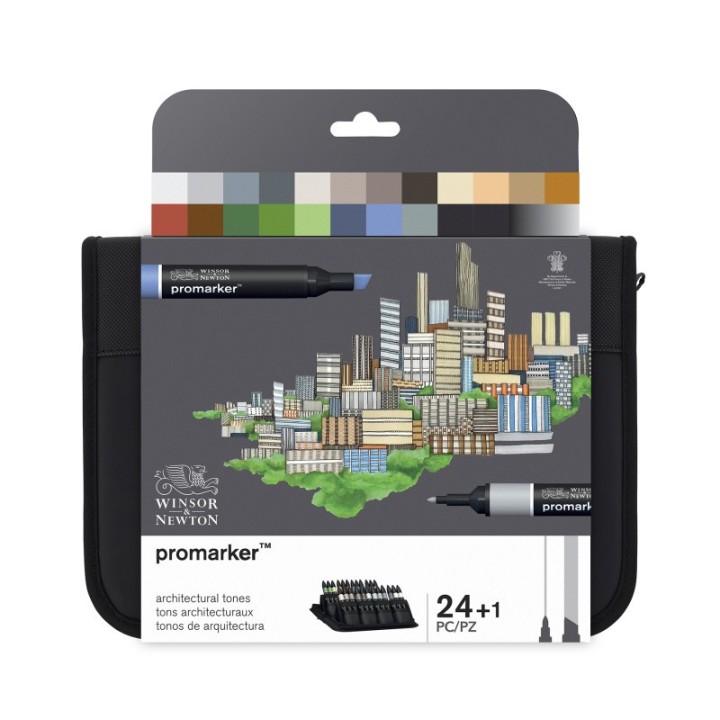 Winsor & Newton Promarker™ Architecture Zipper Wallet, Set of 24