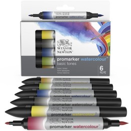 Winsor & Newton Promarker™ Watercolor, Basic Tones, Set of 6