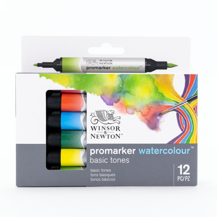 Winsor & Newton Promarker™ Watercolor, Basic Tones, Set of 12