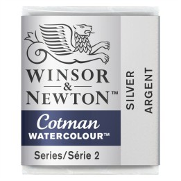 Winsor & Newton Cotman Watercolor Paint, Half Pan, Silver