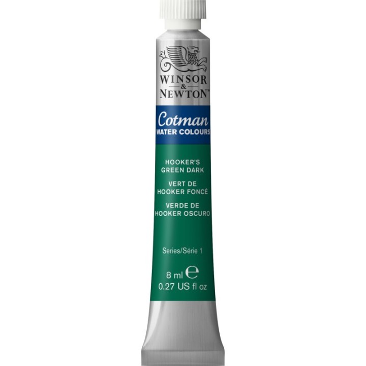 Winsor & Newton Cotman Watercolor Paint, 8 mL Tube, Hooker's Green Dark