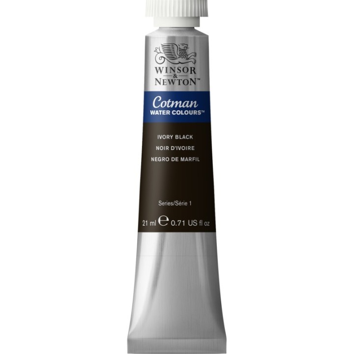 Winsor & Newton Cotman Watercolor Paint, 21 mL Tube, Ivory Black