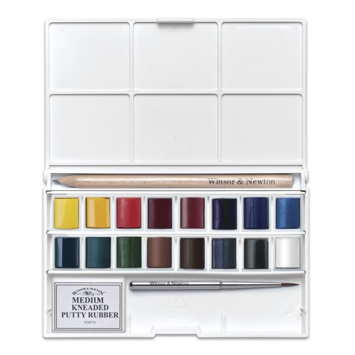 Winsor & Newton Cotman Watercolor Complete Pocket Set, 16 Colors