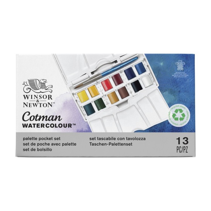 Winsor & Newton Cotman Watercolor Palette Pocket Set, 12 Colors