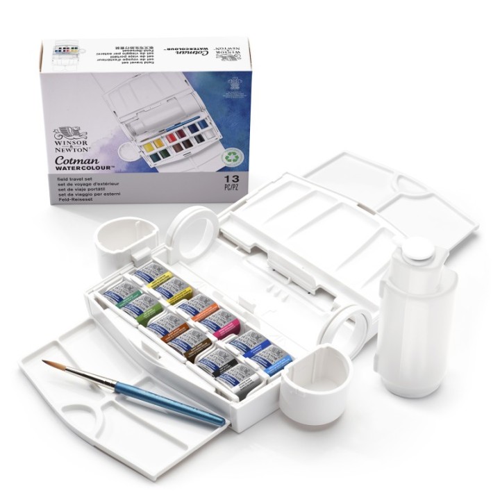 Winsor & Newton Cotman Watercolor Field Travel Set, 12 Colors