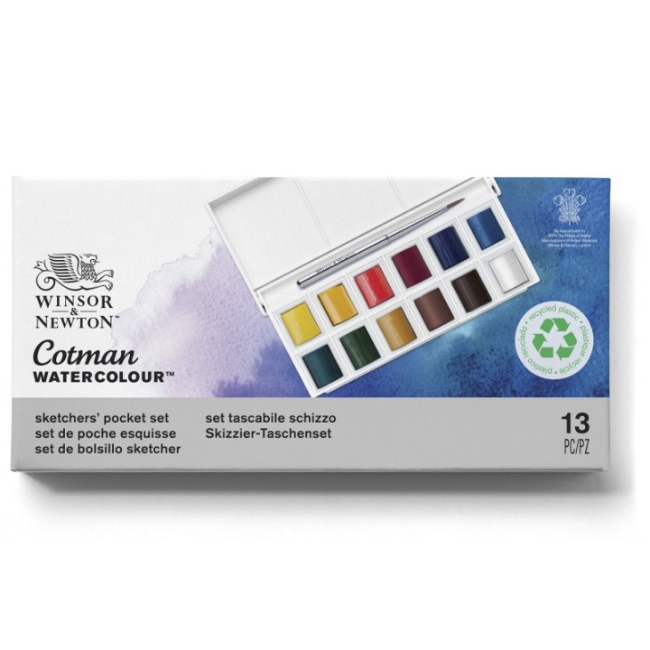 Winsor & Newton Cotman Watercolor Sketchers Pocket Set, 12 Colors