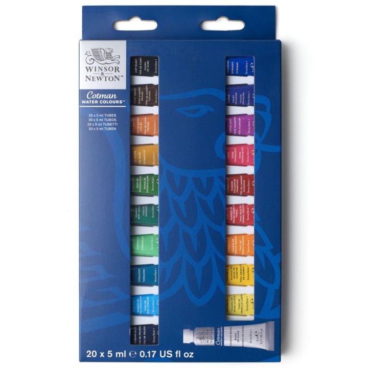 Winsor & Newton Cotman Watercolor 5 mL Tube Set. 20 Colors