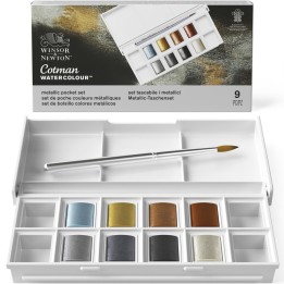 Winsor & Newton Cotman Watercolor Metallic Pocket Set, 8 Colors