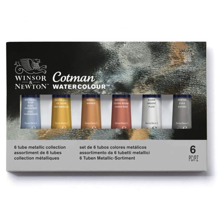 Winsor & Newton Cotman Watercolor Metallic 8 mL Tube Set, 6 Colors