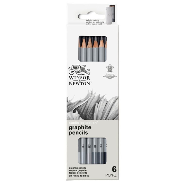 Winsor & Newton Studio Collection Graphite Pencil Tin, Set of 6