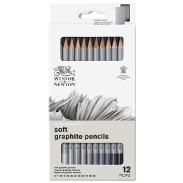 Winsor & Newton Studio Collection Graphite Pencil Tin, Soft, Set of 12
