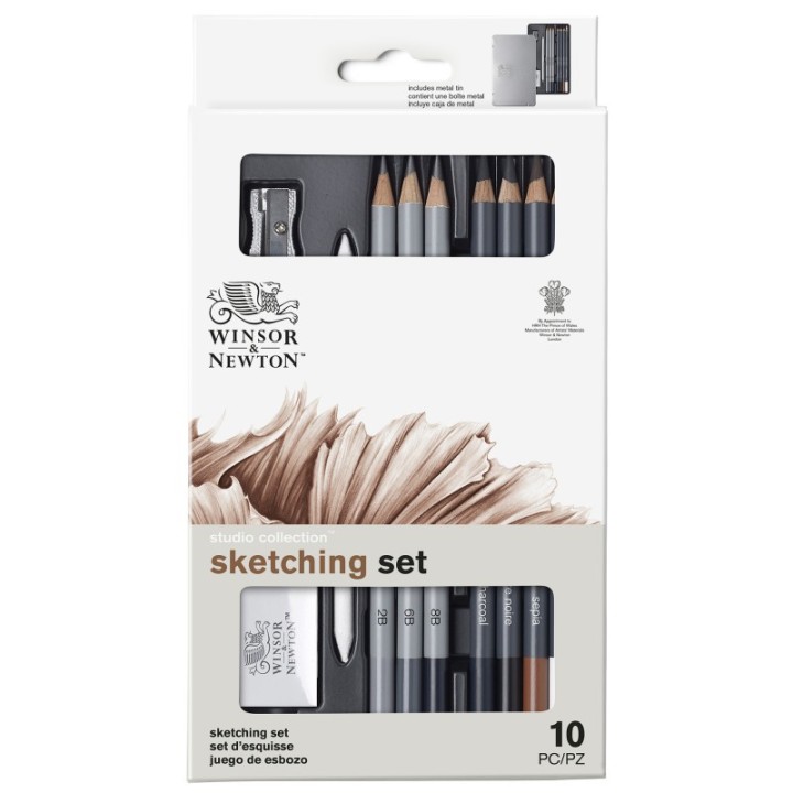 Winsor & Newton Studio Collection Sketching Pencil Tin, Set of 10