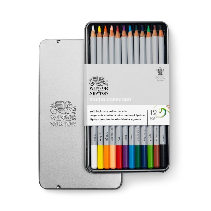 Winsor & Newton Studio Collection Colored Pencil Tin, Set of 12