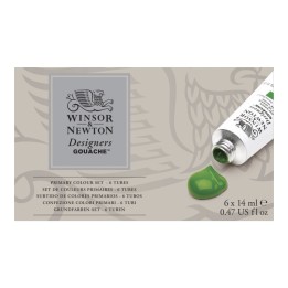 Winsor & Newton Designers Gouache Paint, Primary Set, 14 mL Tubes, 6 Colors
