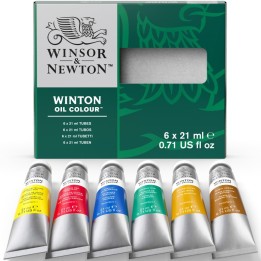 Winsor & Newton Winton Oil Color Paint, Intro Color Set, 21 mL Tubes, 6 Colors