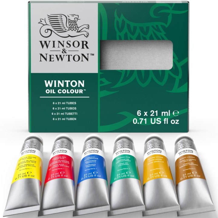 Winsor & Newton Winton Oil Color Paint, Intro Color Set, 21 mL Tubes, 6 Colors