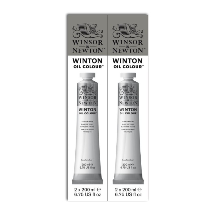 Winsor & Newton Winton Oil Color Paint, Titanium White, 200 mL Tubes, Set of 2