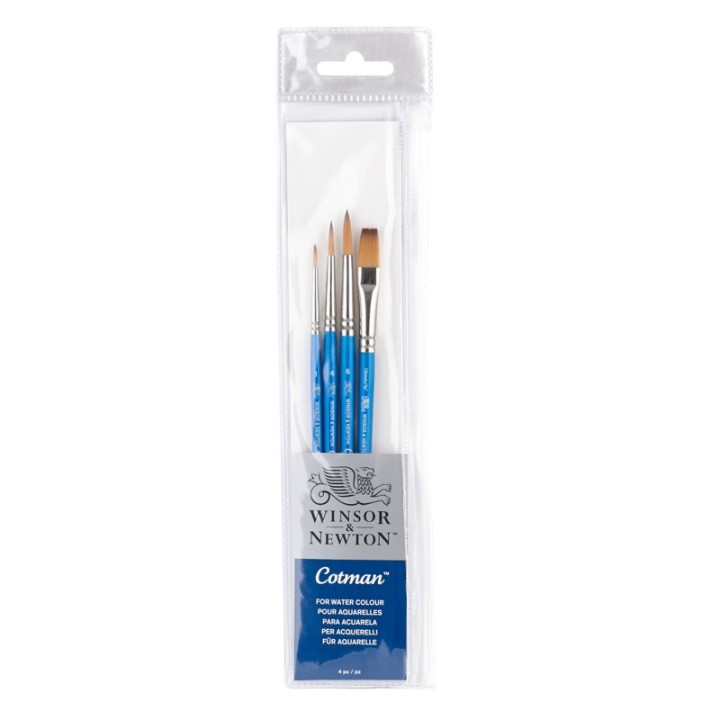 Winsor & Newton Cotman Watercolor Brushes, Set of 4 (Round 1, 4, & 6, One Stroke 3/8")