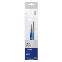 Winsor & Newton Cotman Watercolor Brushes Pack #2, Short Handle, Set of 3