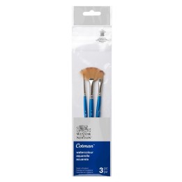 Winsor & Newton Cotman Watercolor Brushes Pack #3, Short Handle, Set of 3