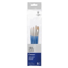 Winsor & Newton Cotman Watercolor Brushes Pack, Short Handle, Set of 5