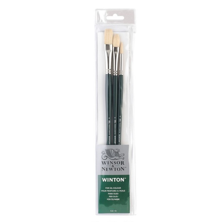 Winsor & Newton Winton Oil Brushes, Long Handle, Set of 3