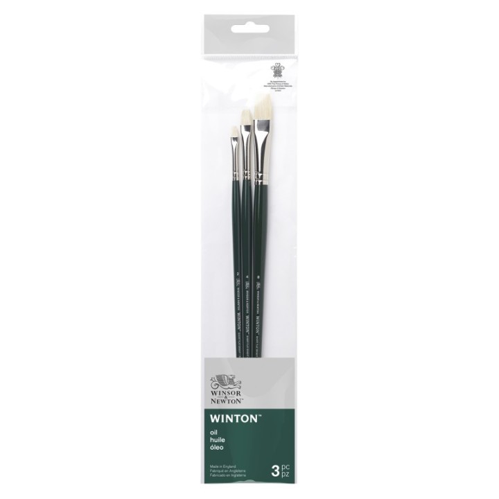 Winsor & Newton Winton Oil Brushes, Long Handle, Pack #1, Set of 3