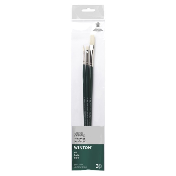 Winsor & Newton Winton Oil Brushes, Long Handle, Pack #2, Set of 3