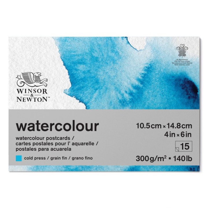Winsor & Newton Watercolor Postcard Pad, Cold Press, 4x6 in, 300 gsm (140 lb), 15 Sheets