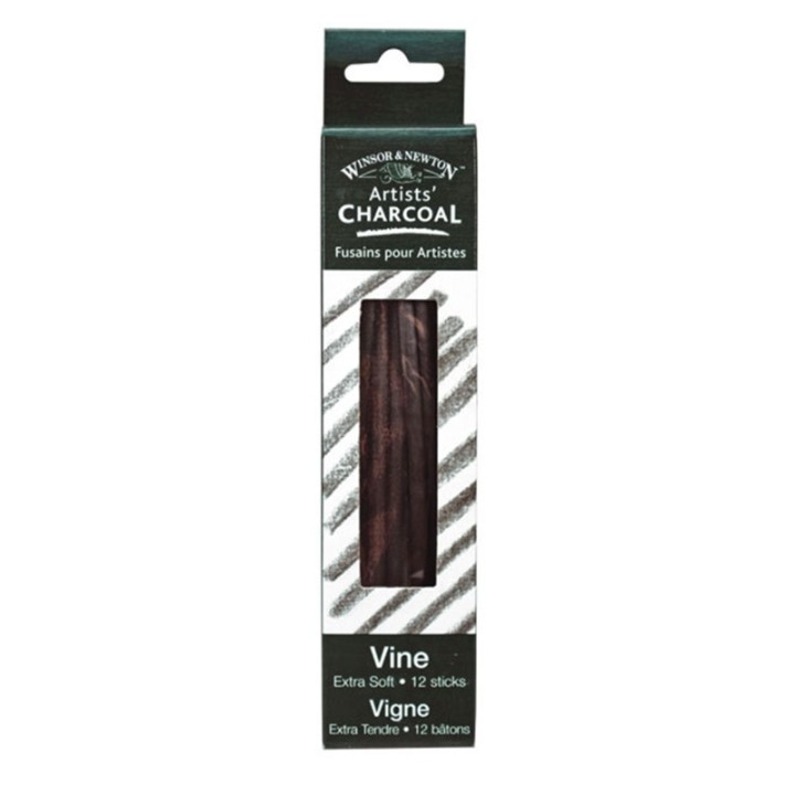 Winsor & Newton Artists' Vine Charcoal Extra-Soft - box of 12 sticks