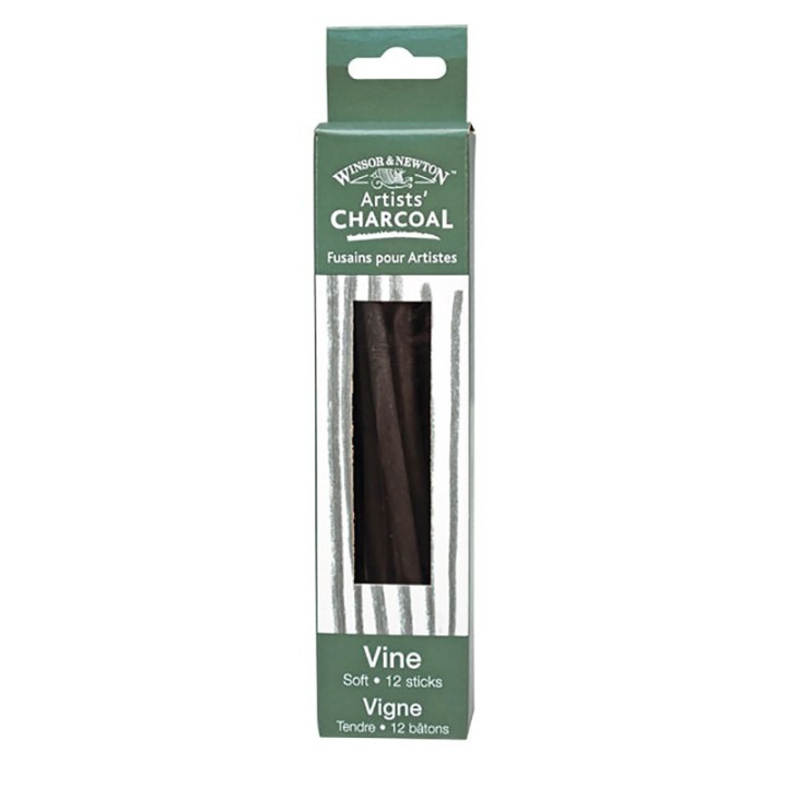 Winsor & Newton Artists' Vine Charcoal Soft - box of 12 sticks