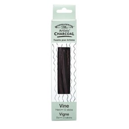 Winsor & Newton Artists' Vine Charcoal Hard - box of 12 sticks