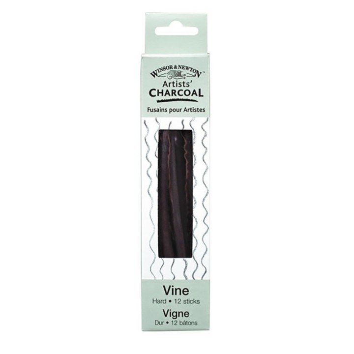 Winsor & Newton Artists' Vine Charcoal Hard - box of 12 sticks