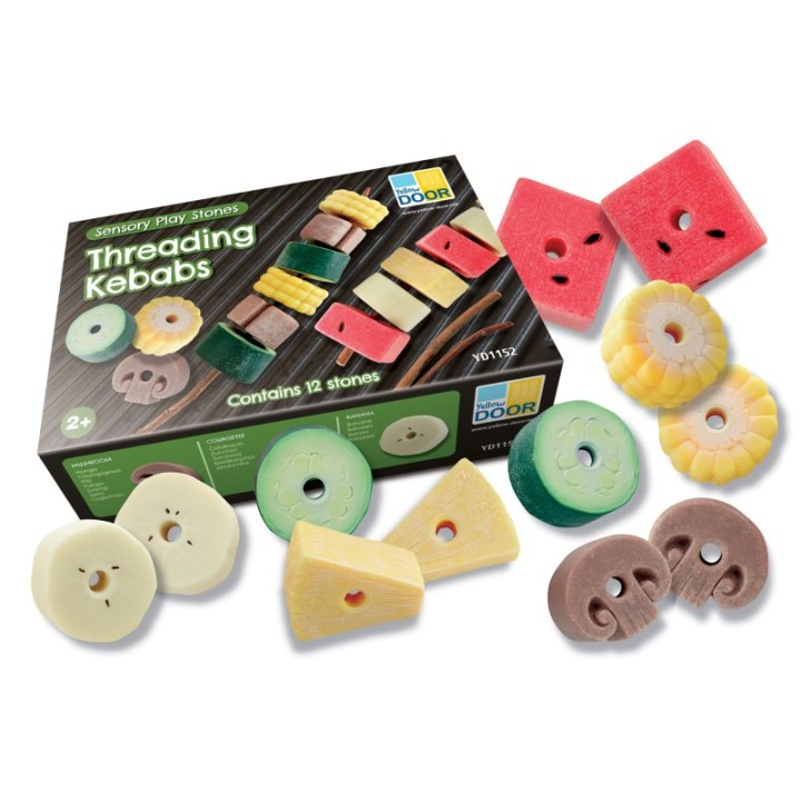 Yellow Door Sensory Play Stones, Threading Kebabs
