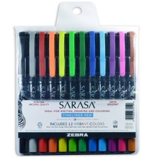 Zebra Pen Sarasa® Fineliner Pens, Assorted, 12-Pack