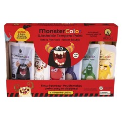 Abroli MonsterColor Washable Tempera Paint, 5 oz., 6-Pack