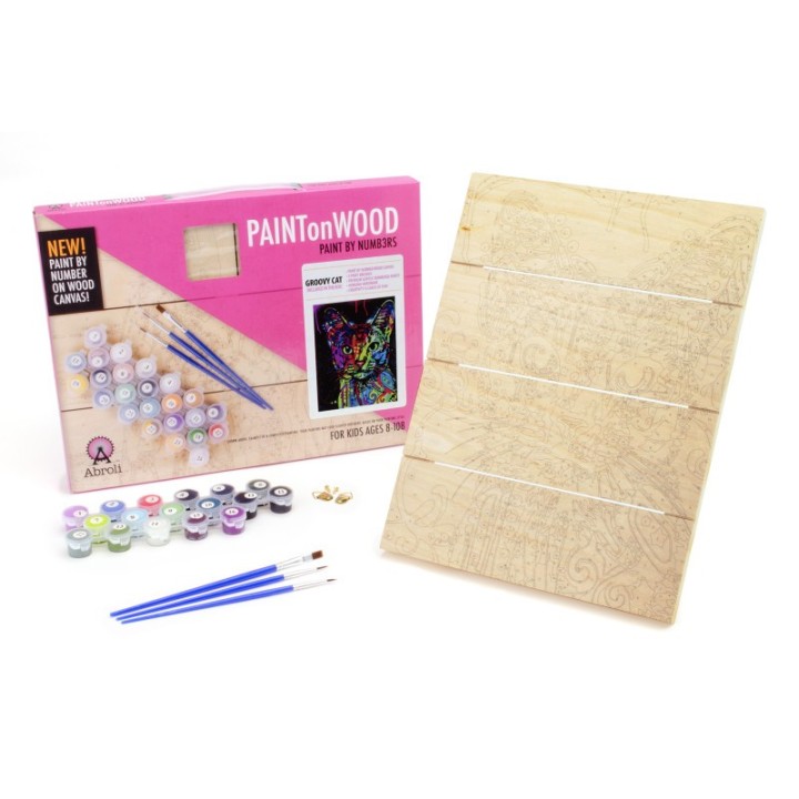 Abroli Small Paint On Wood by Number - Groovy Cat