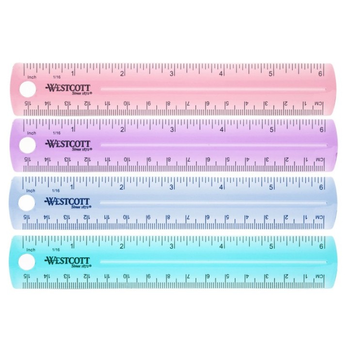 Westcott® 6" Plastic Ruler, Assorted Colors (No Color Choice)