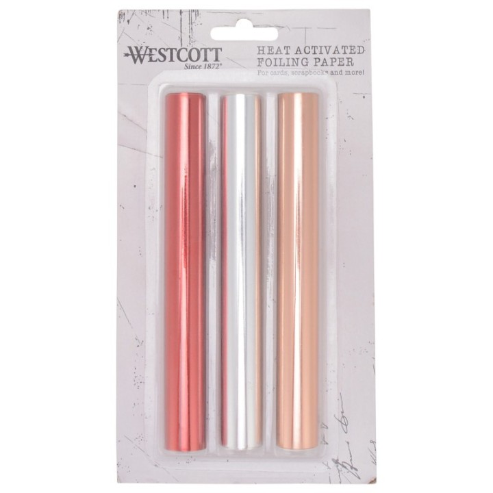 Westcott® 3-Pack Crafting Heat Activated Foil Rolls, Red, Silver, Gold