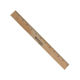 Westcott® Wood Ruler, Metric and 1/16 in Scale With Single Metal Edge, 12 in Long