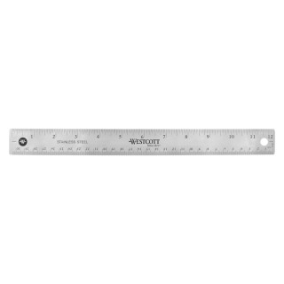 Westcott® 12" Stainless Steel Office Ruler With Non Slip Cork Base