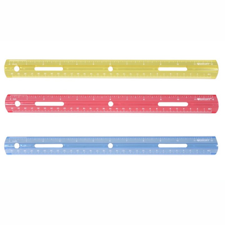 Westcott® 12" Plastic Ruler, Assorted Colors (No Color Choice)
