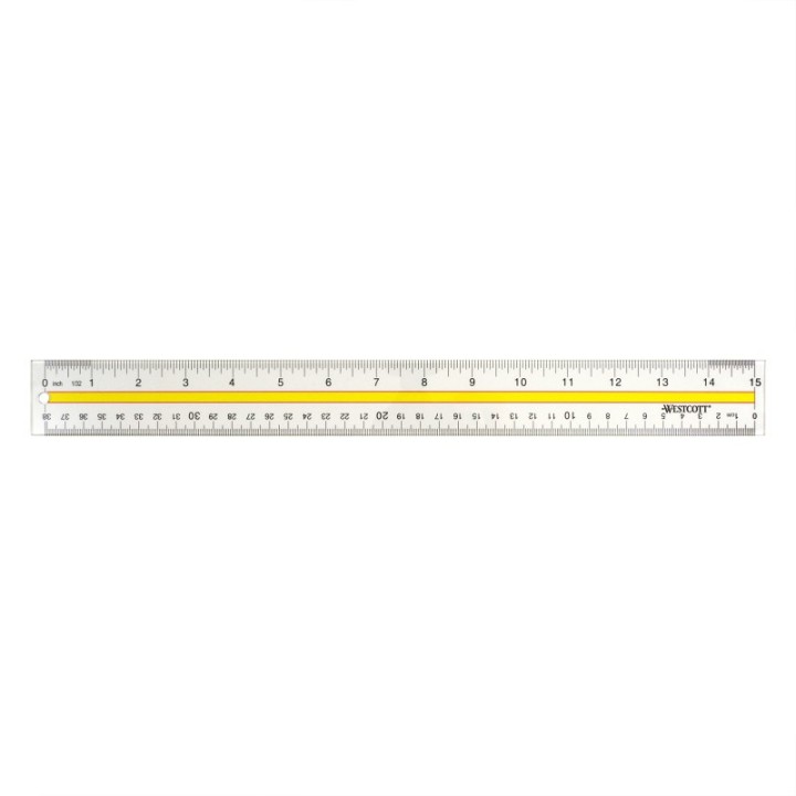 Westcott® Acrylic Data Highlight Reading Ruler With Tinted Guide, 15 in Long, Clear/Yellow