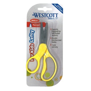 Westcott® 5" Lefty Hard Handle Kids Scissors, Pointed, Assorted Colors (No Color Choice)